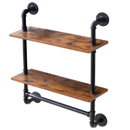 Industrial Pipe Shelf Bracket 2 Tiers Floating Shelf